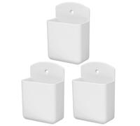 OUNONA 3 Pièces Support de Rangement Mural Adhésif en Plastique Blanc pour Télécommande et Petits Objets, Évite la Perte, pour Chambre ou Derrière Le Canapé