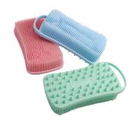 OUNONA 3pièces Lot De Brosses Exfoliantes Douche Silicone Doux Double Face Pour Corps Et Visage Épurateur Peau Confortable Pour Shampooing Et Bain Familial