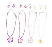OUNONA 4 Ensembles Bijoux Thème Hawaïen Collier et Boucles Oreilles Fleurs de Plumeria Rose Blanc
