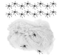 OUNONA 4 Paquets Ensemble de Décorations Halloween Toile D'araignée Réaliste en Coton et Plastique Blanc, Installation Facile pour Décoration Intérieure Festive et Ambiance Hantée
