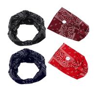 OUNONA 4 pièces Bandeau Cheveux avec Boutons pour Masque Facial Imprimé Paisley Bandeaux Élastiques Confortables et Ajustables Oreilles Accessoires Mode pour Femmes