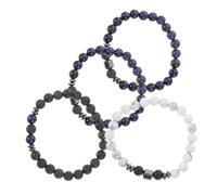 OUNONA 4 pièces Bracelet Élastique Ensemble de Bracelets pour Couples Bijoux Unisexes Perles de Lave Accessoire Chic et Minimaliste pour Hommes et Femmes