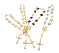 OUNONA 4 Pièces Bracelets Chapelet Catholiques Perles Multicolores Croix Confortables et Ajustables Accessoires Religieux pour Baptême Communion et Inspirants Femme Homme