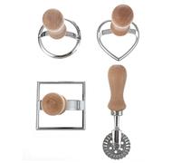 OUNONA 4 pièces Emporte Biscuits Multifonctions Alliage Moules Pâtisserie pour Biscuits Gâteaux Raviolis DIY Formes Rondes Carrées Cœur