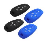 OUNONA 4 Pièces Étui Clé Voiture Silicone Compatible Boutons Antidérapant Coque Protectrice Signal Intact Noir Bleu