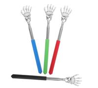 OUNONA 4 Pièces Grattoir Dos avec Poignée Caoutchouc Gratte-dos Extensible Acier Inoxydable pour Massage Corporel Outil Portable pour Soulagement Démangeaisons Accessoire de Massage