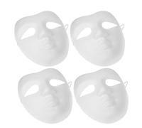 OUNONA 4 Pièces Masques de Bal Masqué Blancs en Papier pour Diy, Couverture Complète, Masque Vierge Non Peint, pour Masquerade et Décoration Intérieure, Matériau Papier