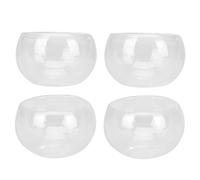 OUNONA 4 Pièces Tasses à Thé à Double Paroi, Service Kungfu Élégant | Verre Transparent Brillant, Bord Lisse et Large Ouverture, Conserve les Boissons Chaudes, Maison, Hôtel ou Dégustation