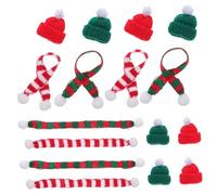 OUNONA 48 Pièces Mini Knit Hat and Xmas Scarf Set Miniature Christmas Decorations for Wine Bottles DIY Crafts Snowman Dolls and Tableware Holders