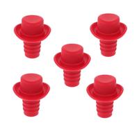 OUNONA 5 pièces Bouchons de Bouteille Silicone Forme Chapeau Stopper Vin Étanche Réutilisable pour Bouteilles de Vin et Condiments Accessoire Bar et Fête Couleur Rouge