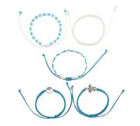 OUNONA 5 pièces Bracelet Tissé Bohème Style Plage avec Perles Tortue Cordon Ajustable pour Femmes et Adolescentes Accessoire de Mode Estival