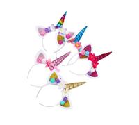 OUNONA 5 Pièces Élastiques Licorne pour Garçon Fille Set de Serre-têtes avec Motifs Floraux Accessoires de Cheveux Décoratifs pour Fêtes et Spectacles Jaune Bleu Rose Rouge Rosé