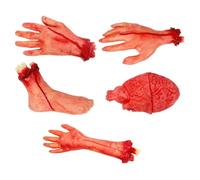 OUNONA 5 Pièces Mains de Terreur d'halloween en Plastique Rouge | Célébration Halloween, Fausses Parties Humaines pour Fête, Décoration de Maison Hantée et Surprise