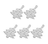 OUNONA 5 Pièces Pendentif de Noël en Acier Inoxydable Argenté Forme Sapin et Flocon, Facile à Installer, Breloque Festive Polyvalente pour Collier de Chien