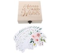 OUNONA 50 Pièces Jeu de Cartes de Prédiction et Conseils pour Shower avec Boîte à Souvenirs en Bois, Facile à Utiliser, Décoration de Fleur Élégante pour Nouveaux Parents