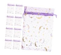 OUNONA 50 pièces Sacs à Bijoux avec Cordon Motif Étoile et Lune Sacs Maille Organza Lavande Pochettes Fête Lot Compact et pour Bijoux et Bonbons