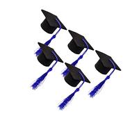 OUNONA 5pièces Mini-Capsule Doctorale Couvre-Bouteille Doctorale Housse Bouchon De Bouteille De Vin à Pompon Décoration De Fête De Remise De Diplôme Bleu Foncé