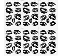 OUNONA 6 Feuilles Tatouages Autocollants Empreintes de Lèvres Noirs, Papier de Tatouage Temporaire Facile à Appliquer et Confortable pour Diverses Occasions, Design Unique