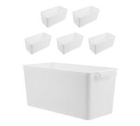 OUNONA 6 Pièces Bac de Rangement Plastique Blanc Design Compact et Flexible Empilable avec Poignée pour Organiser la Cuisine , Bureau ou Placard Efficacement