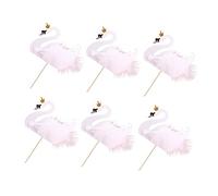 OUNONA 6 Pièces Décorations de Gâteau Forme de Cygne avec Plumes Accessoires de Fête Anniversaire pour Gâteaux et Cupcakes Diy pour Événements Festifs