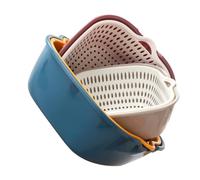 OUNONA 6 pièces Panier de Lavage Fruits et Légumes Égouttoir Double Couches Pratique Bassine de Cuisine Multifonction avec Stockage Passoire Drainante pour Évier