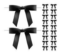 OUNONA 60 nœuds en ruban pré-noués - Accessoires de boisson réutilisables à thème nœud pour verres à vin noirs - Idéal pour une réception de mariage, une fête prénuptiale ou un anniversaire.