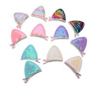 OUNONA 6paires Lot de Pinces à Cheveux Oreilles de Chat Pinces Bec de Canard Strassées Accessoires Cheveux Pailletés pour Fille Décorations pour Fêtes
