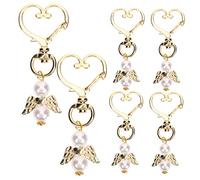 OUNONA 6pièces Angel Wings Keychains Hanging Keyrings for Shower Favors Heart-shaped Alloy Pendant