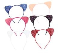 OUNONA 6Pièces Bandeau à Oreilles de Chat Mignon Sequins Lot de Accessoires Colorés pour Filles avec Décoration pour Fêtes Déguisements