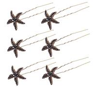 OUNONA 6pièces Barrette Étoile Rhinestones U-shaped Pour Cheveux Accessoires De Mariage Et Coiffure