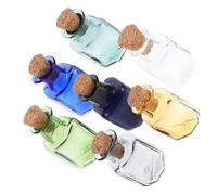 OUNONA 7 pièces Mini Bouteilles Verre Carrées avec Bouchon Flacons de Souhaits DIY pour Décoration Accessoires Artisanaux et Souvenirs de Mariage Assortiment Couleurs