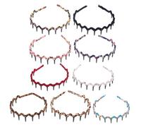 OUNONA 9pcs Bandeaux à Dents en Plastique et Chiffon pour Femmes et Filles, Accessoire Cheveux Élégant et Stable pour Fêtes et Occasions Spéciales Couleur Aléatoire