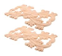 OUNONA Appliques en Bois Sculpté 2 Pcs 23 X 15 CM pour Meubles Décoratifs Incrustations Décoratives D’Angle Non Peintes Autocollants en Bois pour Armoires Portes et Murs Décoration