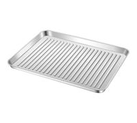 OUNONA Argenté Plaque de Cuisson en Acier Inoxydable, Antiadhésive | Grosse Capacité, Conduction Thermique Uniforme, Résistance aux Hautes et Basses Températures, pour Four et Vapeur