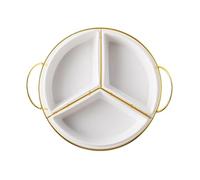 OUNONA Assiette à Collation Compartimentée avec Rack, Trois Compartiments | Plateau de Rangement Multi-compartiments, Bords Lisses et Ronds, pour Snacks et Condiments, Usage Maison