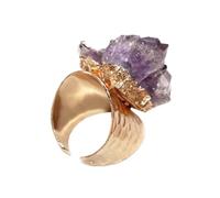 OUNONA Bague en Agate Naturelle Pourpre Pierre D'améthyste, Anneau Ajustable Pratique et Élégant pour Jeune Fille, Bijou Unique