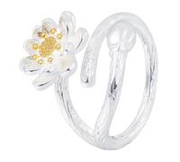 OUNONA Bague Fleur Lotus Ouverte Réglable Plaqué Or pour Femmes Anneau Décoratif Élégant pour Soirée Mariage et Fête
