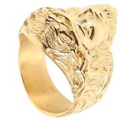 OUNONA Bague Large Homme Acier Inoxydable Dorée Gravée Visage Jésus Bague Chrétienne Vintage Mode Gothique Taille 12 Cérémonie et Sortie