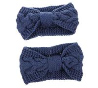 OUNONA Bandeau à Boutons Thermiques Pour Femme 2 Pièces Taille Unique Laine Extensible Bleu Denim Pour Sport D'hiver Ski Randonnée Nœud Décoratif