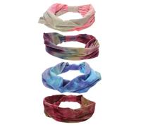 OUNONA Bandeau Élastique de Yoga Extra Large en Tissu Tie-dye, 4 Pièces, Absorbeur de Sueur Polyvalent pour Sport et Exercice, Accessoires Cheveux Vintage pour Femmes