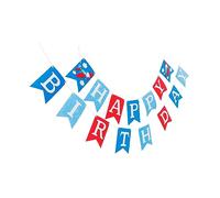 OUNONA Bannière Anniversaire Non Tissé avec Motifs Avion Décorations de Fête Thème de Avion Drapeaux Suspendus et Décorations de Gâteau Personnalisées