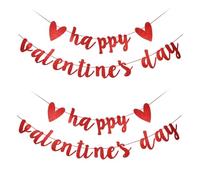 OUNONA Bannière de Fête Saint-valentin Pailletée Rouge 2 Ensembles en Papier Léger pour Décoration de Chambre et Fête, Guirlande Scintillante pour Événement Romantique et Ambiance