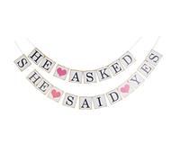 OUNONA Bannière Papier He Asked She Said Yes pour Décoration de Mariage Corde Accessoire Photo pour Fiançailles et Fête de Mariage et Blanc