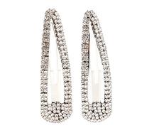 OUNONA Barrettes à Cheveux En Strass 2 Pcs Forme Goutte D’eau Métal Argenté Petites Pinces Femme Élégantes Accessoires Coiffure Quotidienne