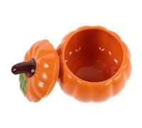 OUNONA Bocal à Bonbons Citrouille en Céramique avec Couvercle, Orange | Large Ouverture, Fermeture et Base Stable, Décoration Festive pour Fête Halloween et Tables de Thanksgiving