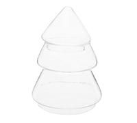 OUNONA Boîte à bonbons en verre transparent 220 ml en forme de sapin de Noël, contenant à biscuits sucrés, boîtes à dragées de Noël, contenant à friandises au chocolat pour décorations de fête