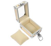 OUNONA Boîte à Montre Unique en Acier Inoxydable Vitrine à Montres avec Couvercle Transparent Dimensions 9x7x5 Cm Étui de Rangement de Voyage Pratique et Élégant
