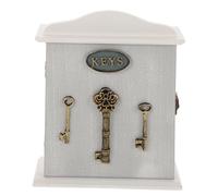 OUNONA Boîte boîte à clés Porteur de titres Crochets cintres Chemin étagère Petit Porte-clés décoratif Armoire Suspendue Support Mural pour Armoire à clés Mur Porte-clés Bois Blanche
