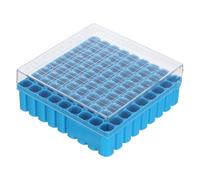 OUNONA Boîte de Congélation pour Tubes et Flacons 81 Alvéoles, Plastique Bleu, Couvercle à Charnière, Grille Numérotée, 1,8 Ml et 2,0 Ml, Laboratoire