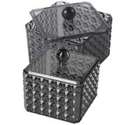 OUNONA Boîte de Cotons à Couvercle en Acrylique Noir 2pcs pour Rangement Maquillage Élégant et Fonctionnel sur Coiffeuse ou Tiroir